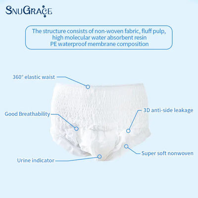 SnuGrace Direct Single-Waste Adult Diaper com 3D Leak Prevention Channel Anti-Leak