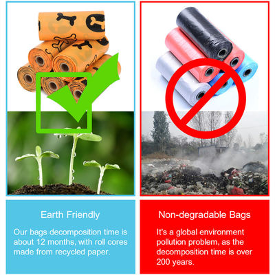 Saco de cocô de cão de etiqueta personalizada biodegradável compostável degradável para eliminação de resíduos de animais de estimação