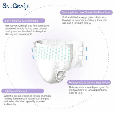 SnuGrace OEM ODM Adult Diaper High Absorção Impresso Ultra Grosso Desutilizável Respirável