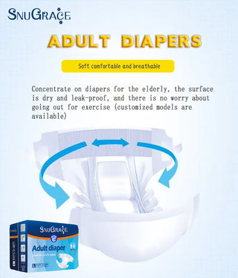 SNUGRACE Adult Diaper oferece amostras grátis para absorção rápida e 75g-150g Pulpa de Fluff