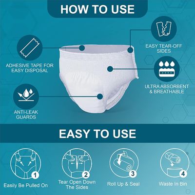 Calças de Soft Breathable Nowoven Frabic Top Sheet Adult Pull Up Softball
