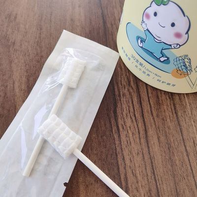 Brinquedo descartável para bebê, limpador de língua oral desnatado, escova de limpeza de algodão, esfregaço bucal