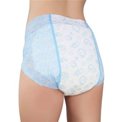 OEM/ODM Fraldas impressas para adultos com polpa de fluff e folha traseira de filme semelhante a tecido
