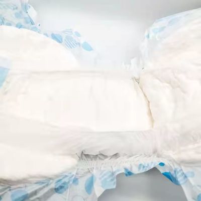 OEM/ODM Fraldas impressas para adultos com polpa de fluff e folha traseira de filme semelhante a tecido
