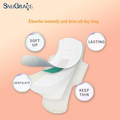 Super absorvente núcleo de tecido não tecido superfície saudável iões negativos sanitário guardanapo