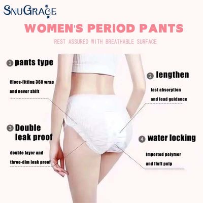 SNUGRACE Pantalhões descartáveis para mulheres Menstruação Sexy com tecido não tecido e SAP