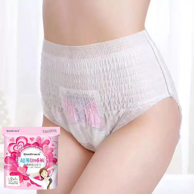 Fluff Pulp SAP Mulher Menina Mulheres Periodo de roupa interior Brief para o Tempo Noturno Tecido não tecido